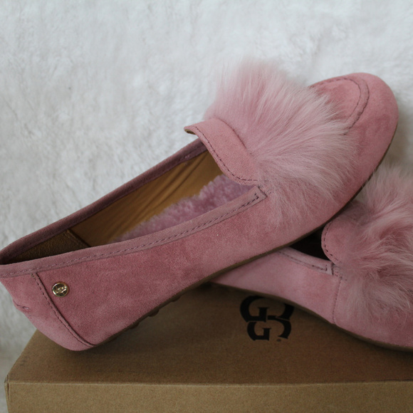 UGG KALEY WISP SUEDE SHEARLING SLIPPERS‎ PINK NEW - Picture 1 of 8